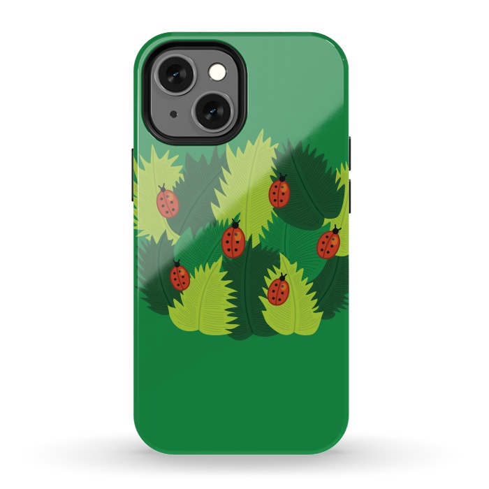 iPhone 13 mini StrongFit Green Leaves And Ladybugs In Spring by Boriana Giormova