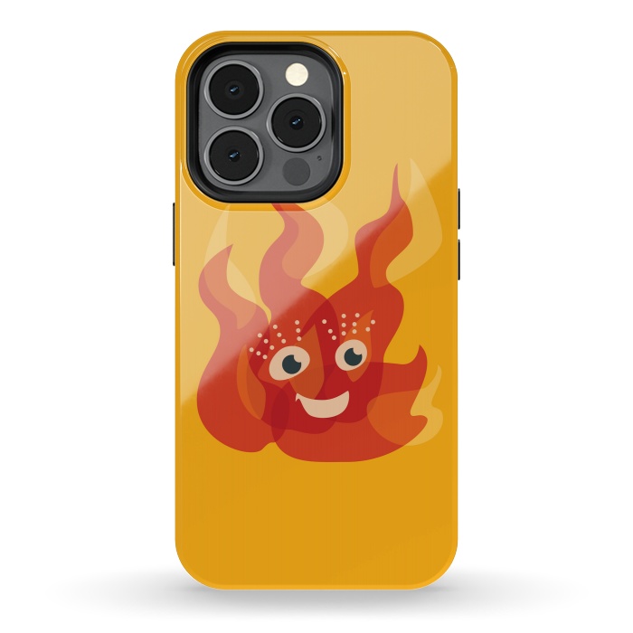 iPhone 13 pro StrongFit Happy Burning Fire Flame Character by Boriana Giormova