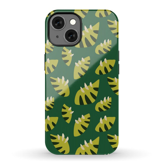 iPhone 13 StrongFit Clawed Abstract Green Leaf Pattern by Boriana Giormova
