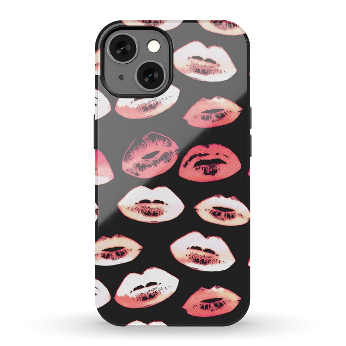 iPhone 13 StrongFit Red pink lipstick kisses by Oana 