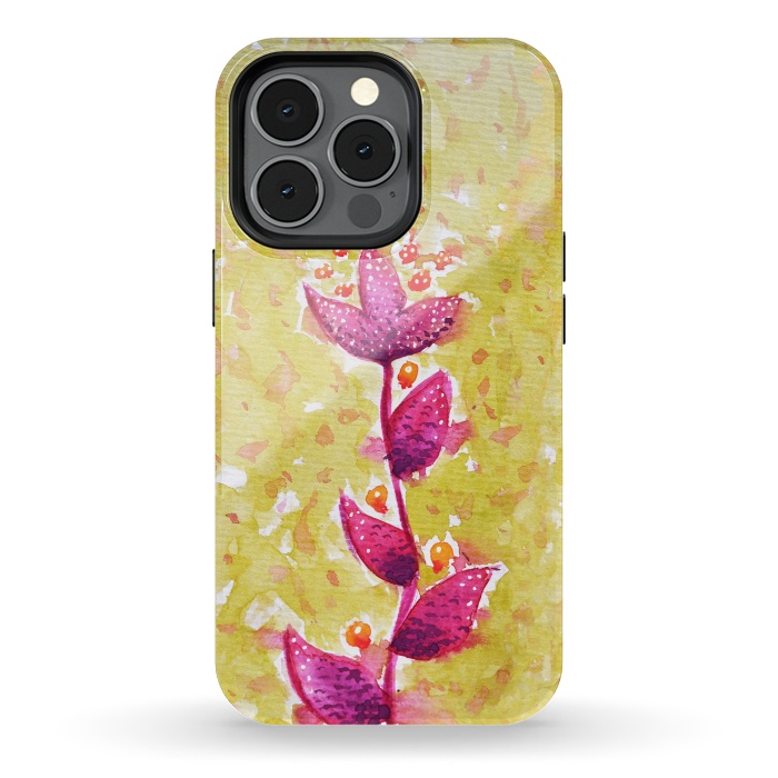 iPhone 13 pro StrongFit Abstract Watercolor Flower In Purple And Green by Boriana Giormova