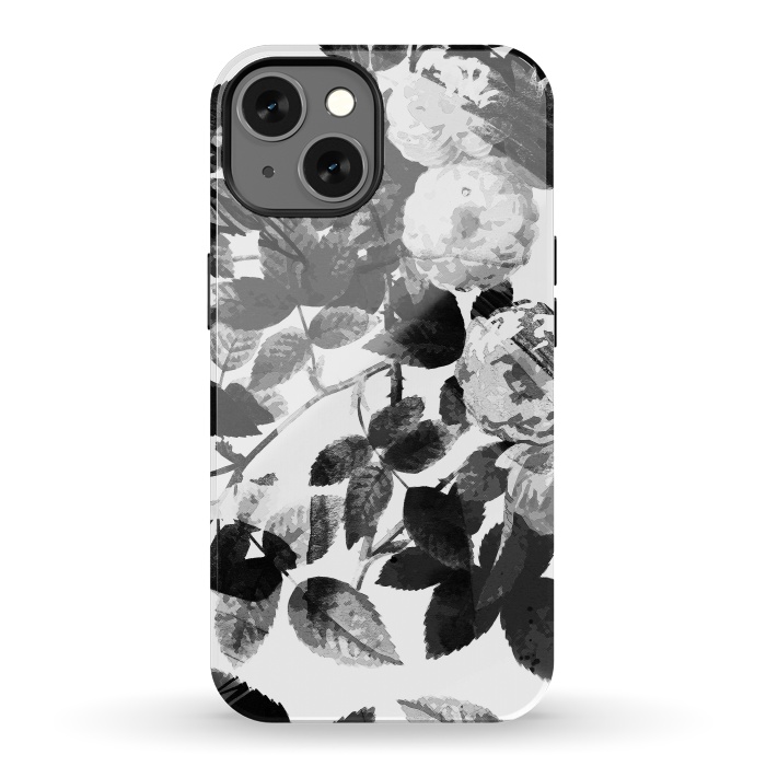 iPhone 13 StrongFit Black and white ink roses by Oana 