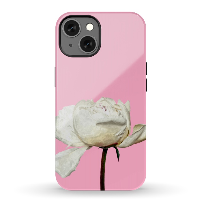 iPhone 13 StrongFit White Peony Pink Background by Alemi