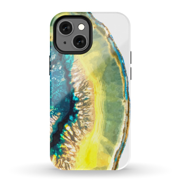 iPhone 13 mini StrongFit Blue and Yellow Agate by Alemi