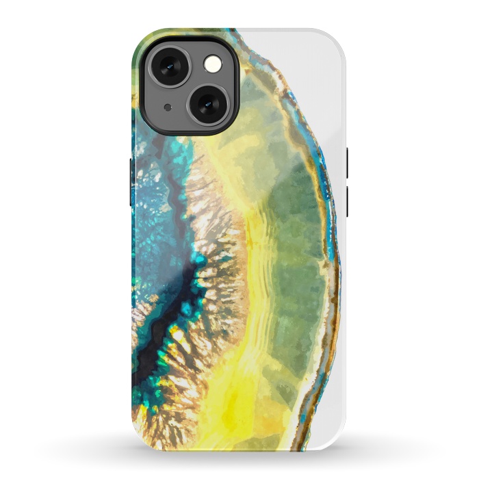 iPhone 13 StrongFit Blue and Yellow Agate by Alemi