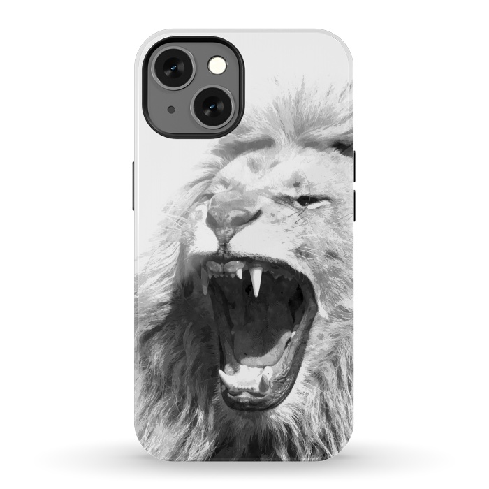 iPhone 13 StrongFit Black and White Fierce Lion by Alemi