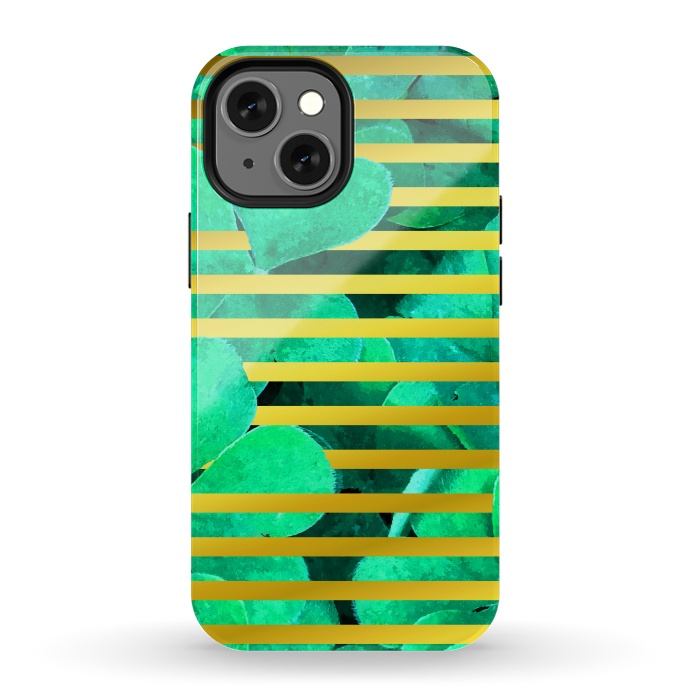 iPhone 13 mini StrongFit Clover and Gold Stripes Geometric Illustration by Alemi