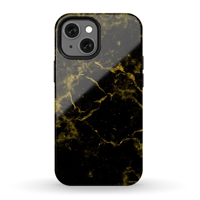 iPhone 13 mini StrongFit Black and Gold Marble by Alemi
