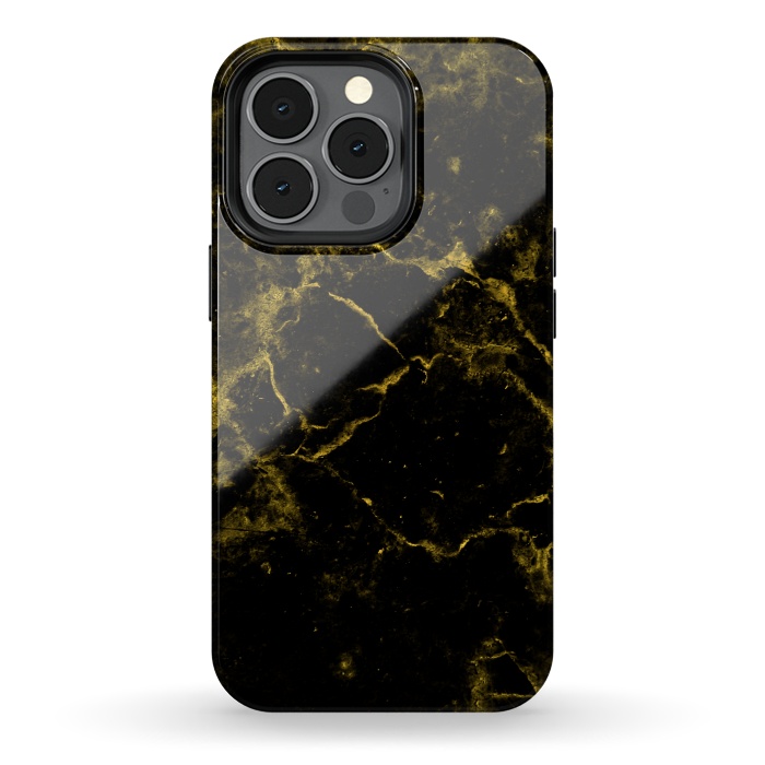 iPhone 13 pro StrongFit Black and Gold Marble by Alemi