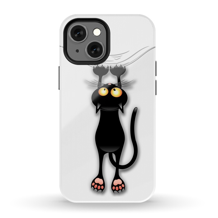iPhone 13 mini StrongFit Fun and Naughty Cat Falling Down  by BluedarkArt