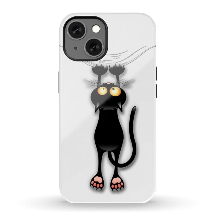 iPhone 13 StrongFit Fun and Naughty Cat Falling Down  by BluedarkArt