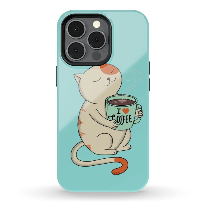 iPhone 13 pro StrongFit Cat and Coffee by Coffee Man
