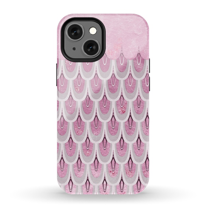iPhone 13 mini StrongFit Multicolor Pink & Silver Gray Mermaid Scales by  Utart