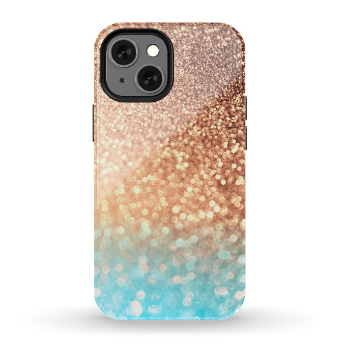 iPhone 13 mini StrongFit Mermaid Blue and Rose Gold Blush Glitter by  Utart