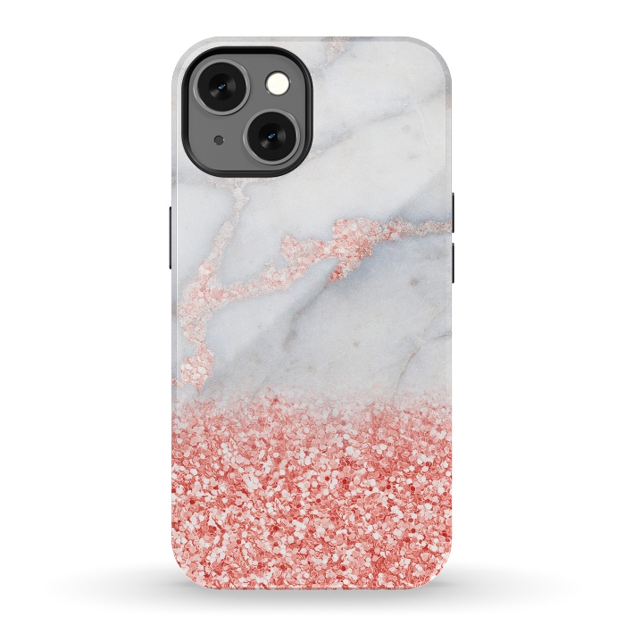 iPhone 13 StrongFit Sparkly Pink Rose Gold Glitter Ombre Bohemian Marble by  Utart