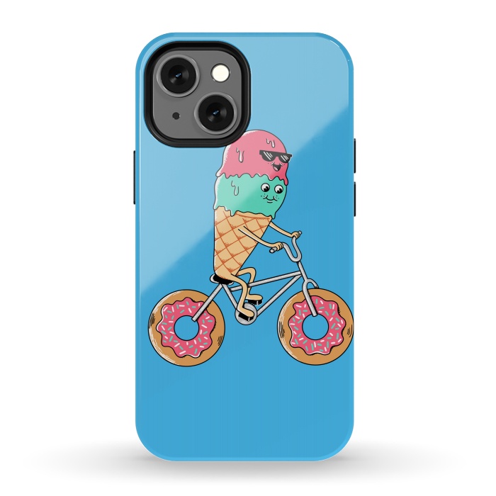 iPhone 13 mini StrongFit Donut Bicycle Blue by Coffee Man