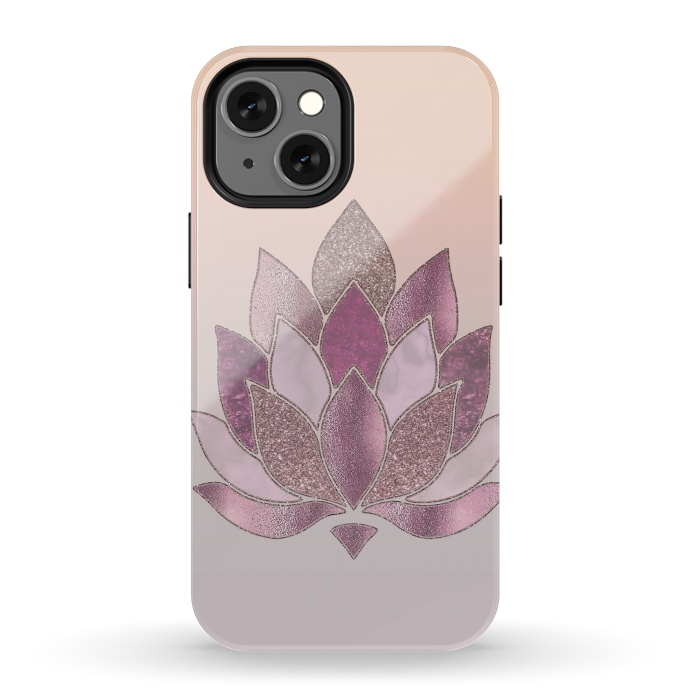 iPhone 13 mini StrongFit Shimmering Lotus Flower Symbol 2 by Andrea Haase