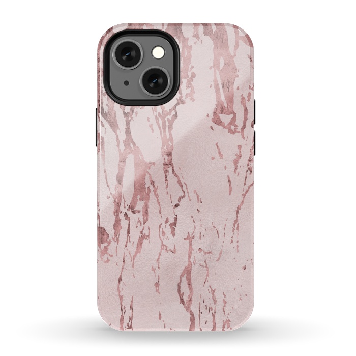 iPhone 13 mini StrongFit Shiny Rose Gold Marble 2 by Andrea Haase