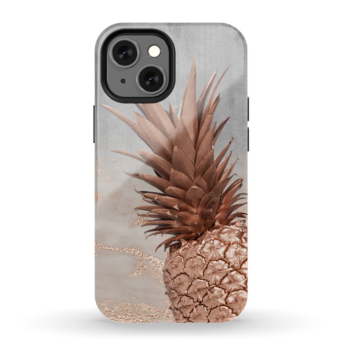iPhone 13 mini StrongFit Rose Gold Pineapple on Congrete by  Utart