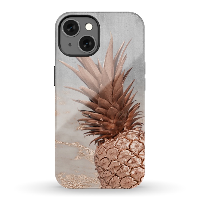 iPhone 13 StrongFit Rose Gold Pineapple on Congrete by  Utart