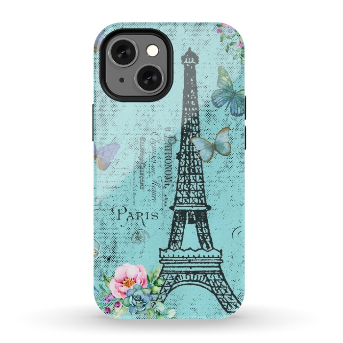 iPhone 13 mini StrongFit Blue Eiffel Tower Paris Watercolor Illustration by  Utart
