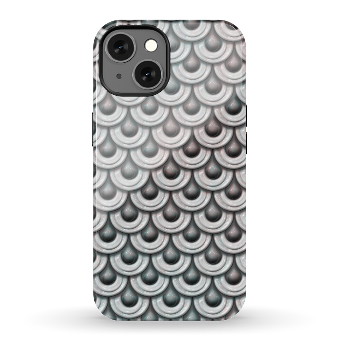 iPhone 13 StrongFit Shiny Teal And Pink Metal Scales by Andrea Haase