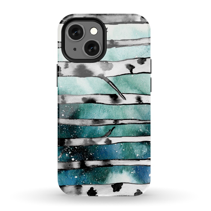 iPhone 13 mini StrongFit Abstract Birch Teal  by Amaya Brydon