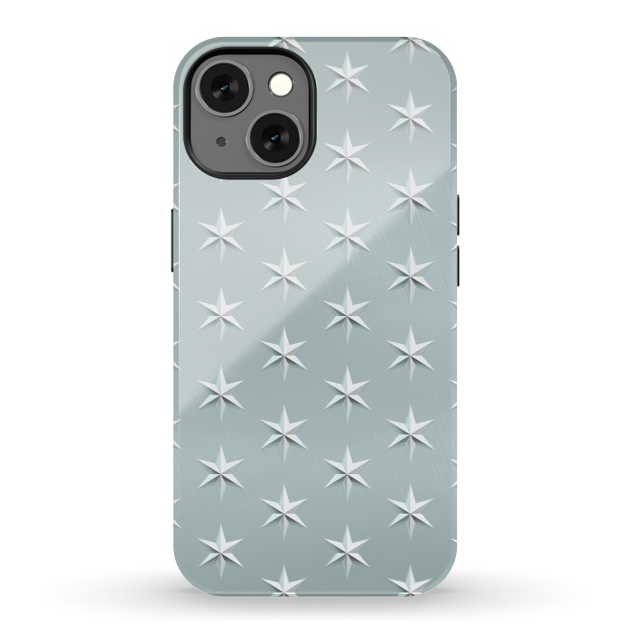 iPhone 13 StrongFit Silver Stars On Teal Metal by Andrea Haase