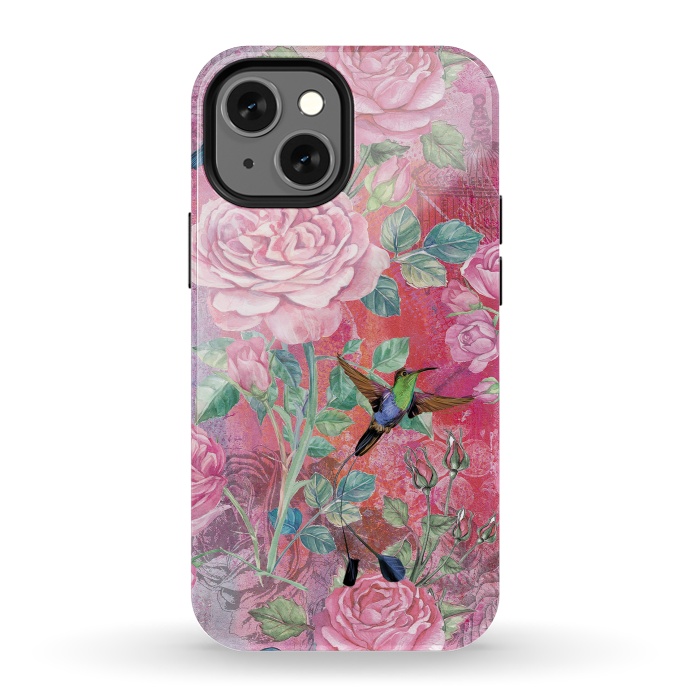 iPhone 13 mini StrongFit Roses and Hummingbirds by  Utart