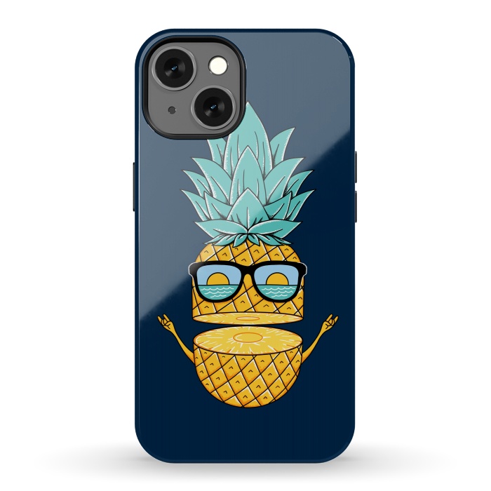 iPhone 13 StrongFit Pineapple Sunglasses Blue by Coffee Man