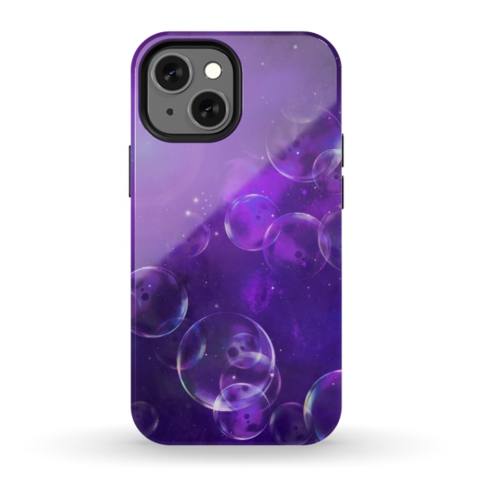 iPhone 13 mini StrongFit Surreal Purple Bubbles by Andrea Haase