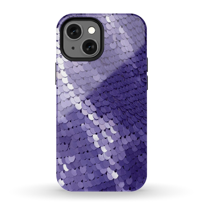 iPhone 13 mini StrongFit Shiny Purple Sequins  by Andrea Haase