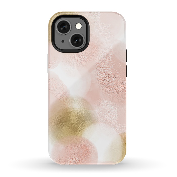 iPhone 13 mini StrongFit Gold and Pink Blush Dots by  Utart