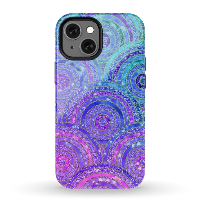 iPhone 13 mini StrongFit Pink and Blue Metal Circles Pattern by  Utart
