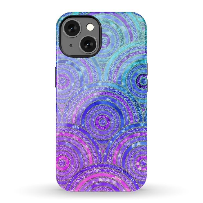 iPhone 13 StrongFit Pink and Blue Metal Circles Pattern by  Utart