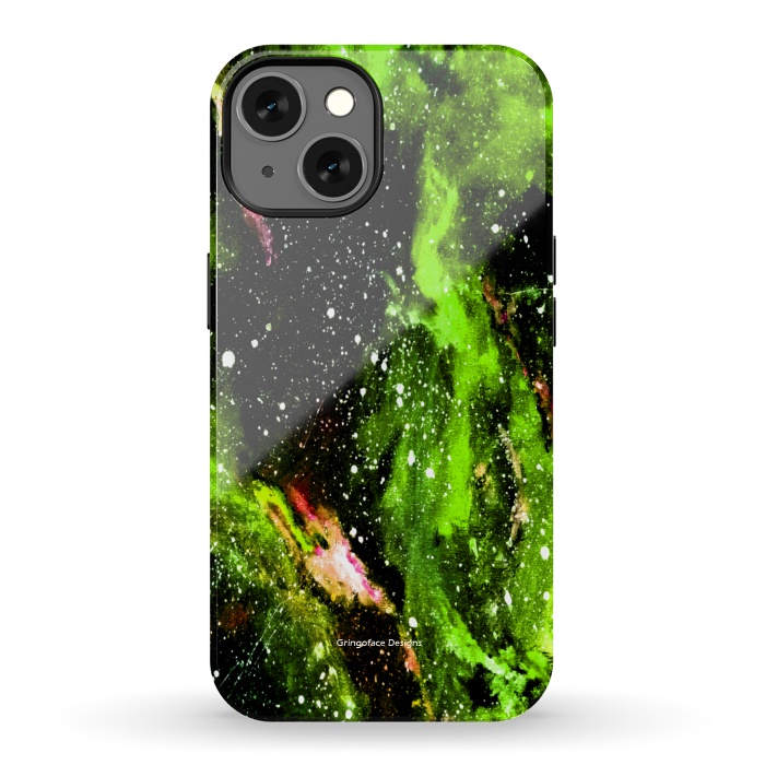 iPhone 13 StrongFit Green Galaxy by Gringoface Designs