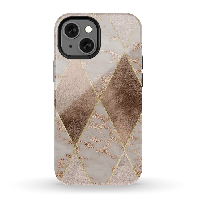 iPhone 13 mini StrongFit Marble Rose Gold Argyle Pattern by  Utart