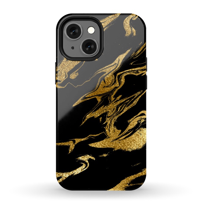 iPhone 13 mini StrongFit Black and Gold Luxury Marble by  Utart