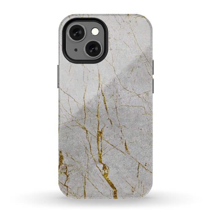 iPhone 13 mini StrongFit Golden Marble Veins On Concrete 2 by Andrea Haase