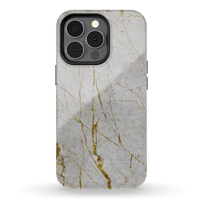 iPhone 13 pro StrongFit Golden Marble Veins On Concrete 2 by Andrea Haase