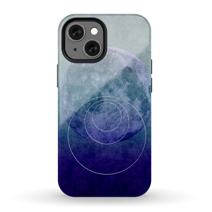 iPhone 13 mini StrongFit Blue Abstract Moon by Andrea Haase