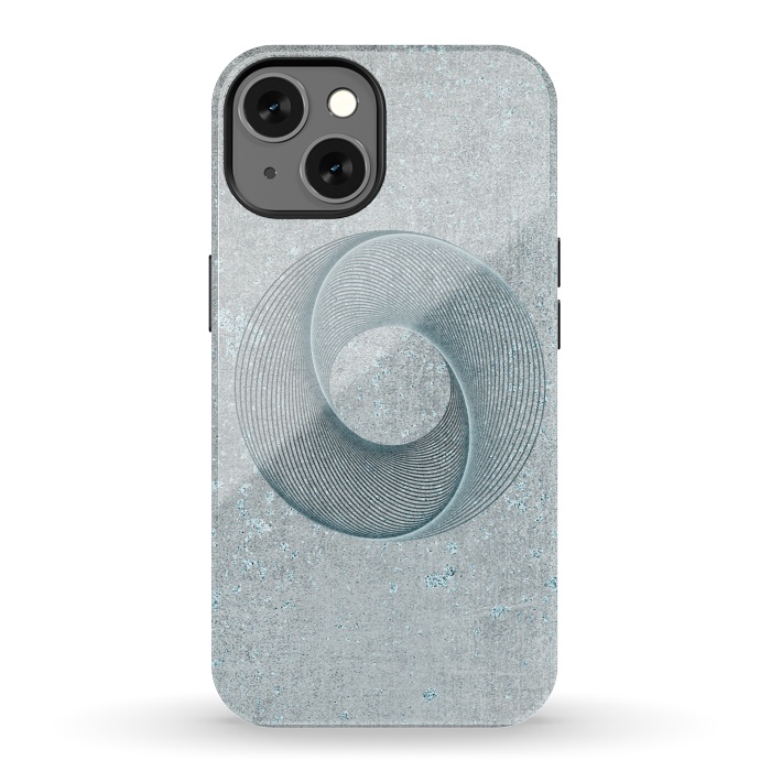 iPhone 13 StrongFit Teal Line Art Circle  by Andrea Haase