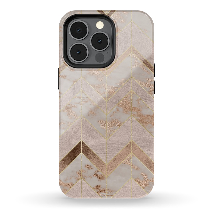 iPhone 13 pro StrongFit Marble Rosegold Chevron by  Utart