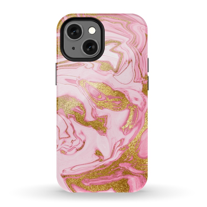 iPhone 13 mini StrongFit Pink and Gold Marble by  Utart