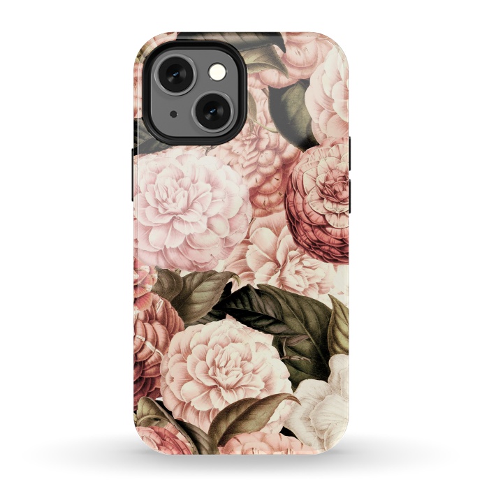 iPhone 13 mini StrongFit Pink Vintage Camelia Pattern by  Utart