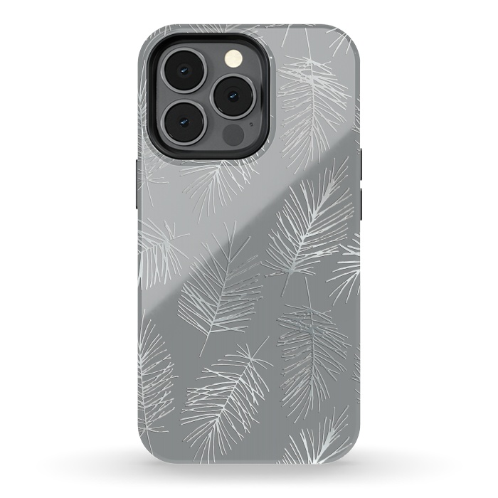 iPhone 13 pro StrongFit Silver Palm Leaves by Andrea Haase