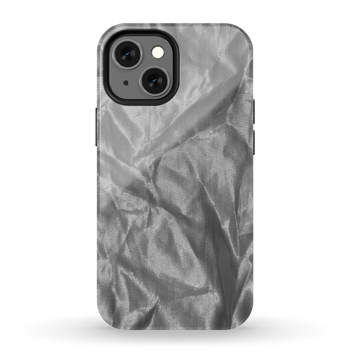 iPhone 13 mini StrongFit Shiny Silver Fabric by Andrea Haase