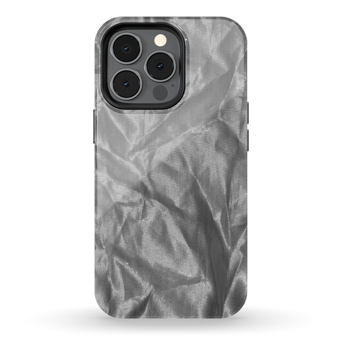 iPhone 13 pro StrongFit Shiny Silver Fabric by Andrea Haase