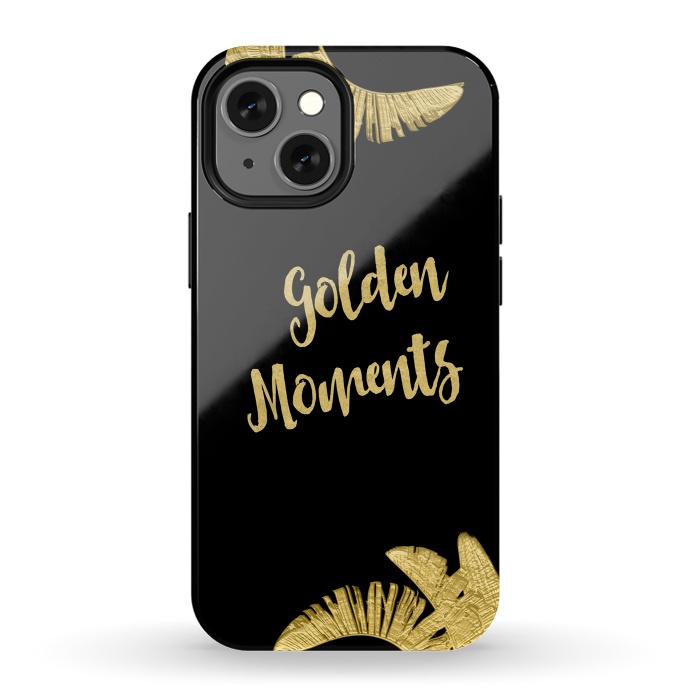 iPhone 13 mini StrongFit Golden Moments Palm Leaves by Andrea Haase
