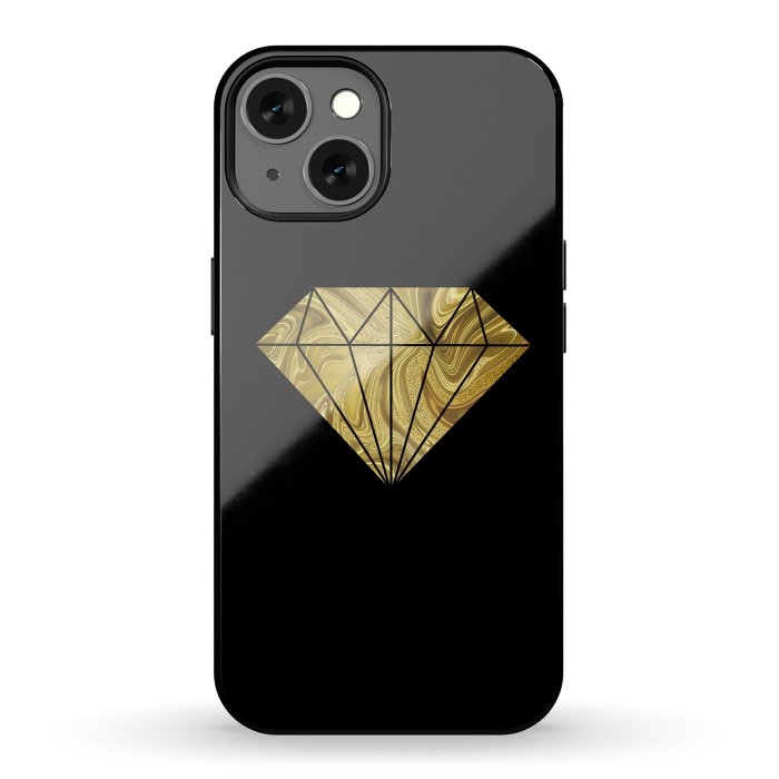 iPhone 13 StrongFit Golden Diamond  Faux Glitter On Black by Andrea Haase
